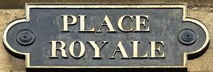 Plaque showing the name Place Royale in Reims, France