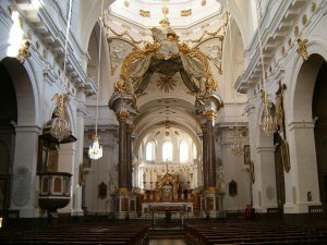 Interior view of the nave in the Church of Saint-Bruno des Chartreux, Lyon