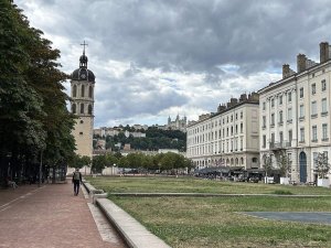 View of Place Antonin-Poncet urban square in Lyon with buildings and open space