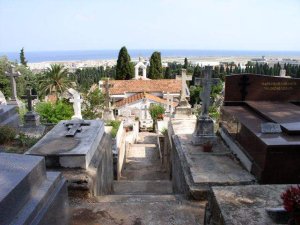 View of graves and tombstones in the Russian Orthodox Cemetery in Nice, France