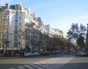 View of Boulevard Saint-Germain at the intersection with Rue de Buci and Rue du Four in Paris
