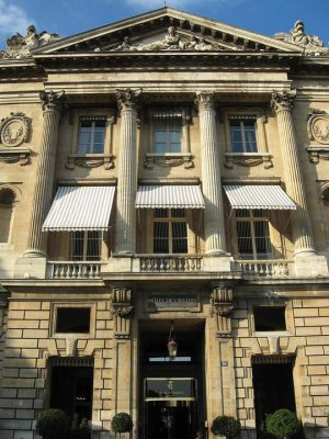 Facade of the Hôtel de Crillon in Paris with classic architectural details