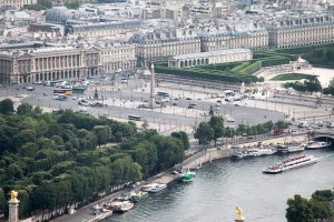 Aerial view of Place de la Concorde from the Eiffel Tower in Paris