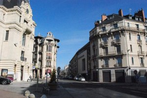Panoramic view of Place Grangier square in Dijon city