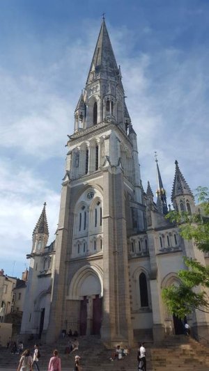 Facade of Basilique Saint-Nicolas in Nantes viewed from Félix Fournier Square
