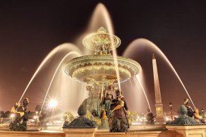 ornate Fontaine des Fleuves with sculpted figures and water basins at Place de la Concorde in Paris