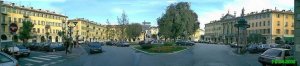 Panoramic view of iconic signs at Place Garibaldi in Nice