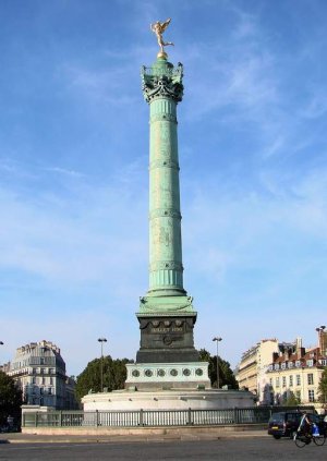 The July Column standing prominently on the Place de la Bastille in Paris