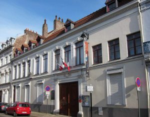 Front view of the birthplace house of General Charles de Gaulle at 9 rue Princesse in Lille