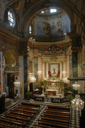 Interior view of Sainte Rita Church in Nice showing architectural details