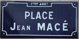 Street name sign of Place Jean-Macé in Lyon