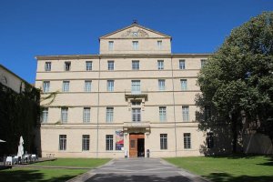 Facade of Musée Fabre art museum in Montpellier with classical architecture