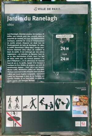 Place name sign of Ranelagh Garden in Paris
