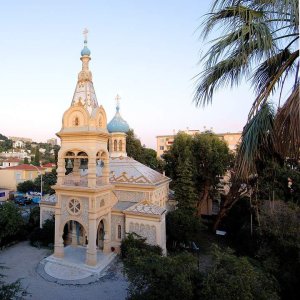 St. Michael the Archangel Church in Cannes at sunset