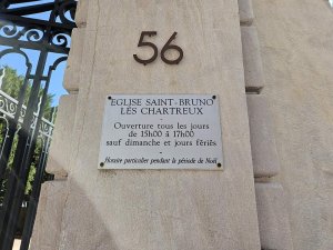 Place name sign for Church of Saint-Bruno des Chartreux