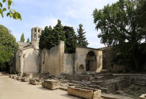 Saint-Honorat des Alyscamps church with Romanesque architecture in Arles