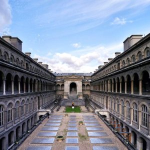 Interior view of the Hôtel-Dieu de Paris historic hospital building