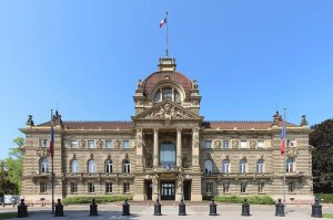View of the Palais du Rhin, a grand historic building in Strasbourg