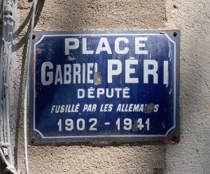 Street name sign for Place Gabriel Péri in Lyon