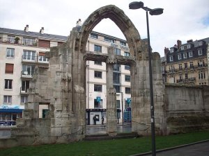 Ruins of the Saint-Vincent church in Rouen with old stone walls