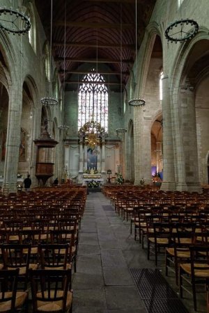 Interior view of Église Saint-Germain de Rennes with architectural details