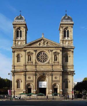 Exterior view of Saint-François Xavier des Missions étrangères church in Paris