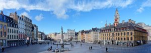 View of Place du Général de Gaulle in Lille with surrounding buildings and open square