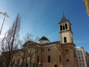 south side bell tower and dome of Saint-Pothin Church in Lyon