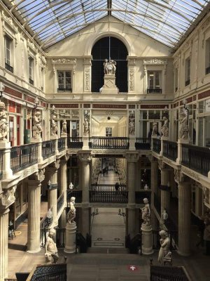Interior view of the elegant Passage Pommeraye shopping arcade in Nantes with ornate decorations