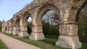 series of restored stone arches of the Aqueduct of the Gier at Chaponost
