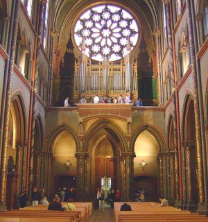 Interior view of the nave in the Church of Gesu, Toulouse, featuring 19th-century architecture