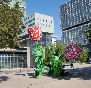 Sculpture of colorful tulips named Shangri-La located outdoors in Lille