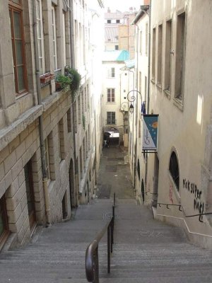 Covered passage with vintage architecture in Thiaffait, Lyon, France