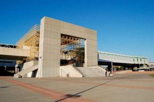 Exterior view of Palais des Sports in Marseille with clear sky