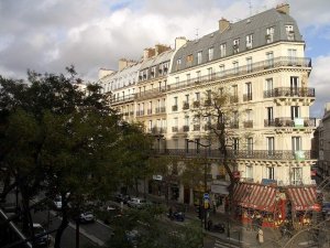 Haussmannian style building on Boulevard de Magenta in Paris