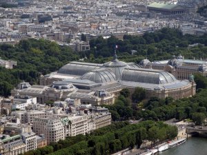 View of Grand Palais and Petit Palais from the Eiffel Tower in Paris