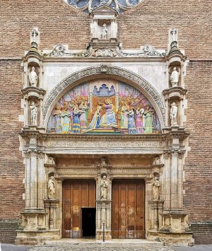 Facade of Notre-Dame de la Dalbade with Renaissance portal and ceramic tympanum