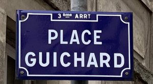 Street name sign displaying Place Guichard in Lyon
