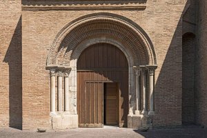 Entrance porch of Saint-Pierre des Cuisines former church southern facade in Toulouse