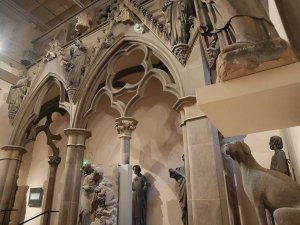 Detailed sculptures from the jubé of Strasbourg Cathedral displayed in the Musée de l'Œuvre Notre-Dame