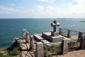 Tomb of Chateaubriand on the rocky island Grand Bé near Saint Malo