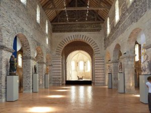nave interior of the Collegiate Church Saint-Martin in Angers with arched ceilings