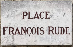 Plaque displaying the name of François-Rude square in Dijon