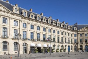 Facade of Hôtel Ritz luxury hotel in Paris with classic architecture