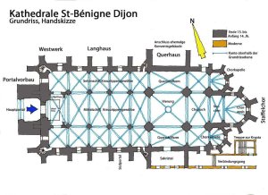 architectural floor plan of Dijon Cathedral St-Bénigne