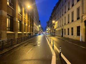 nighttime view of rue de Vaugirard illuminated street in Paris