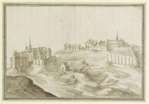 Engraving of the Royal Abbey of Montmartre Priory of Saint Denis in Paris