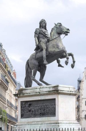 bronze statue of Louis XIV on horseback in Place des Victoires Paris