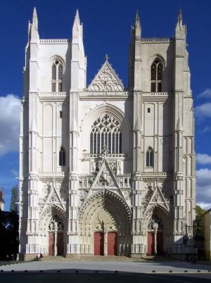 Facade of Nantes Cathedral showing Saint Peter and Saint Paul churches