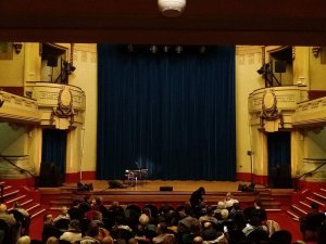 Theater stage viewed from the entrance inside Salle Molière